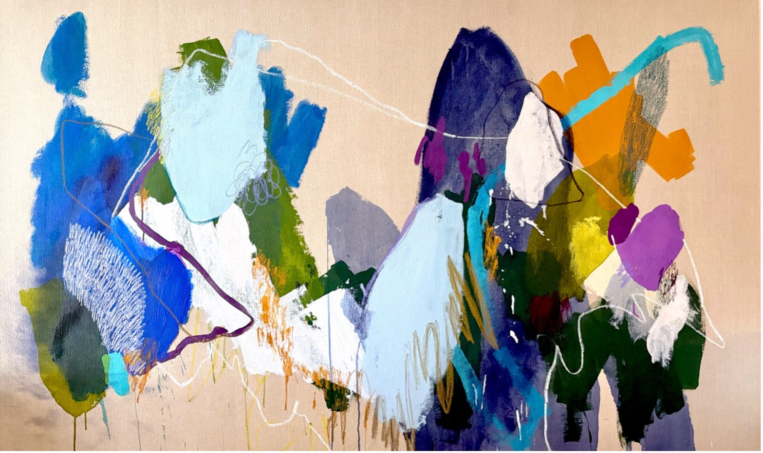 “It's Just Small Steps”
76x45 inches
Mixed Media on Linen
2022
