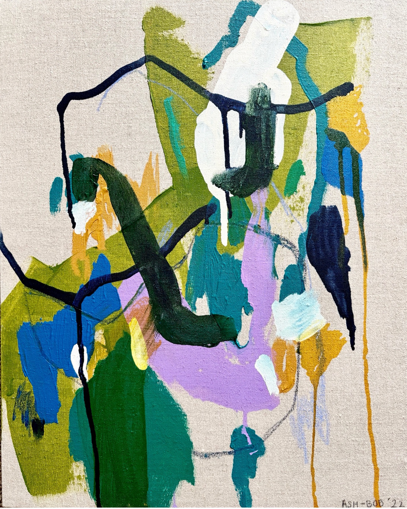 “New Steps”
16x20 inches
Mixed Media on Linen
2022
